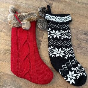 Red and Black Knit Christmas Stockings